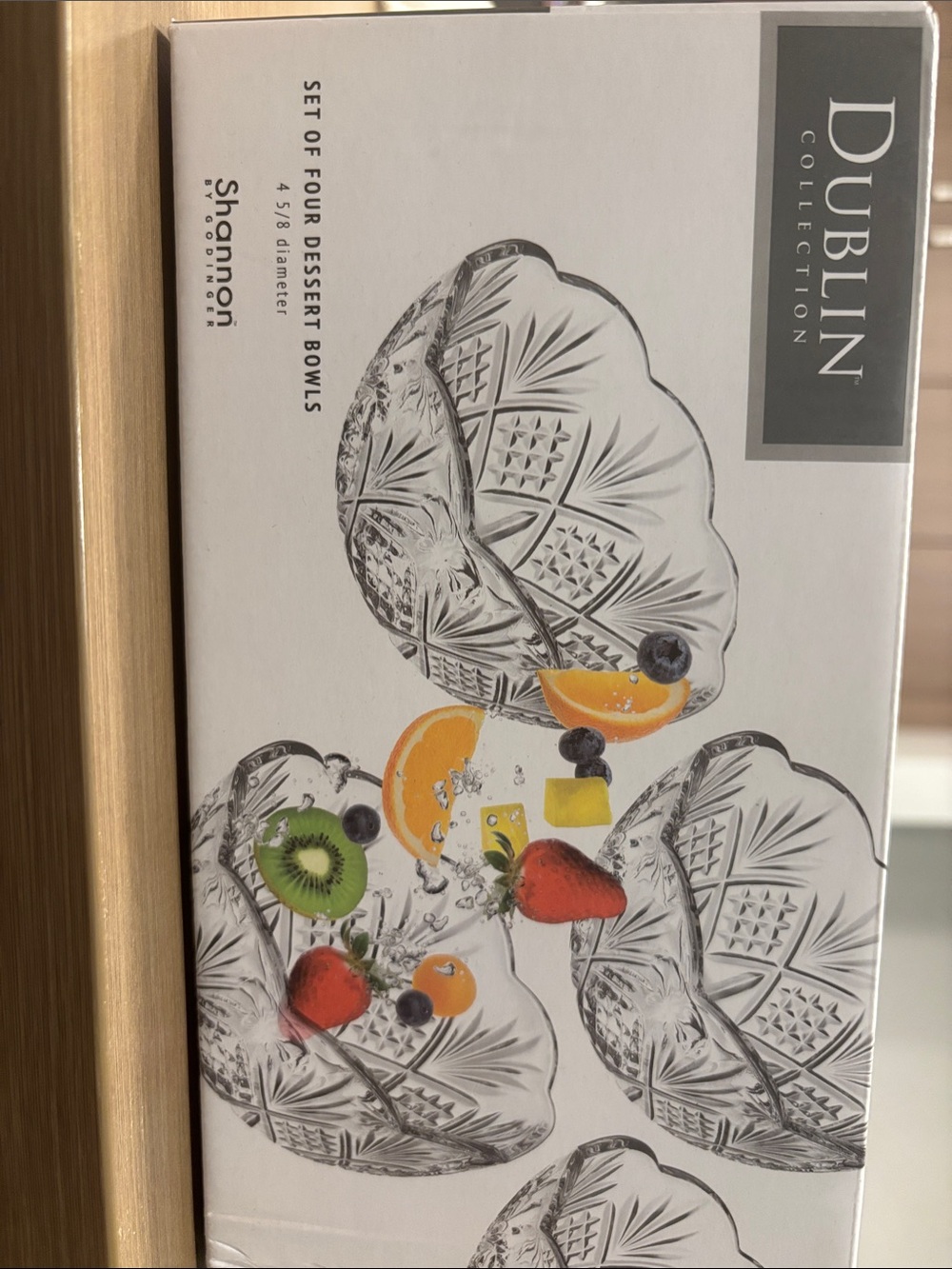 NIB Shannon by Godinger Dublin Crystal Dessert Bowls Set of 4